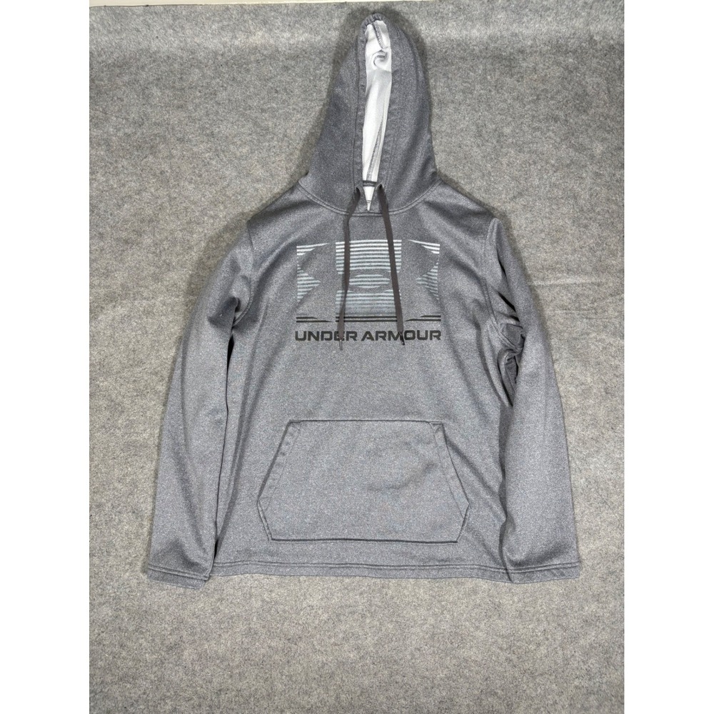 Under Armour Mens Loose Fit Graphic Logo Hoodie Gray Polyester Fleece Large